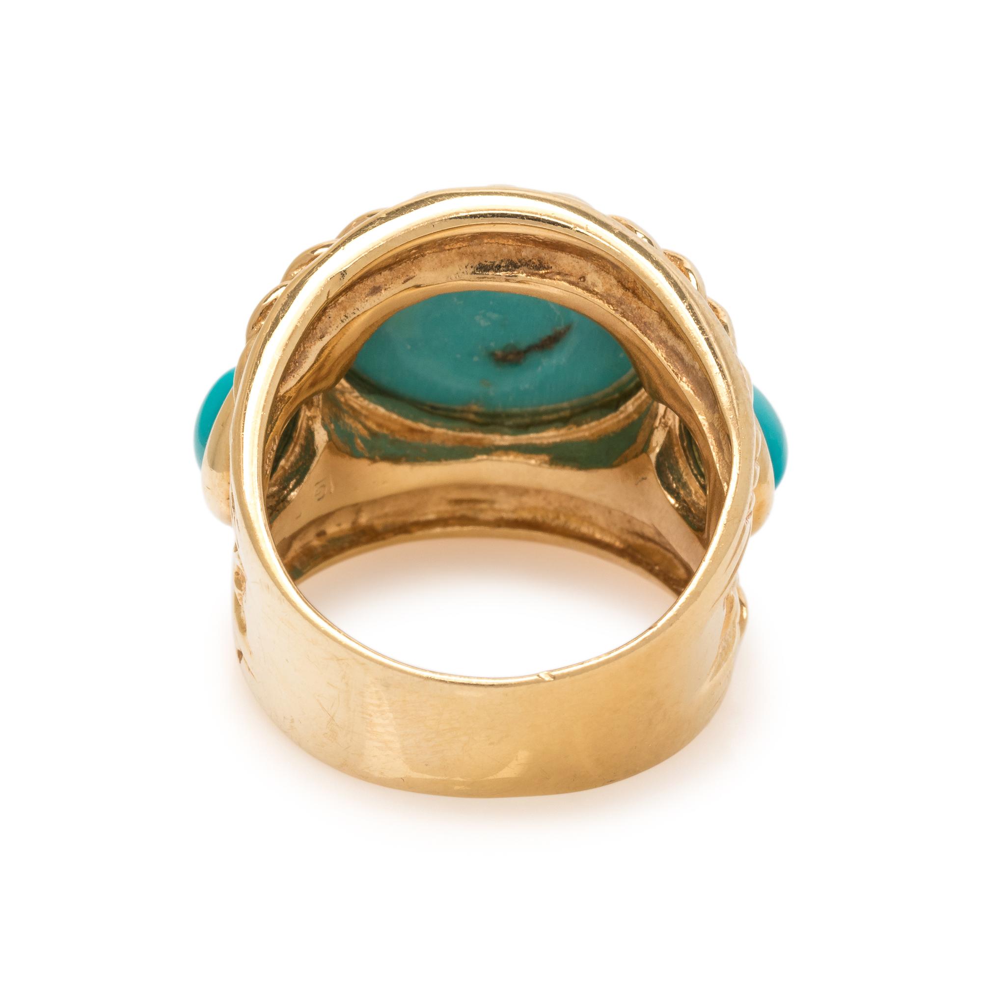 GEORGE LEDERMAN, YELLOW GOLD AND TURQUOISE RING