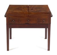 A George III Mahogany Work Table Height 27 1/2 x width 29 x depth 21 inches (closed).