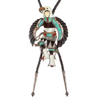 Silver and Mosaic Inlay Eagle Dancer Bolo Tie