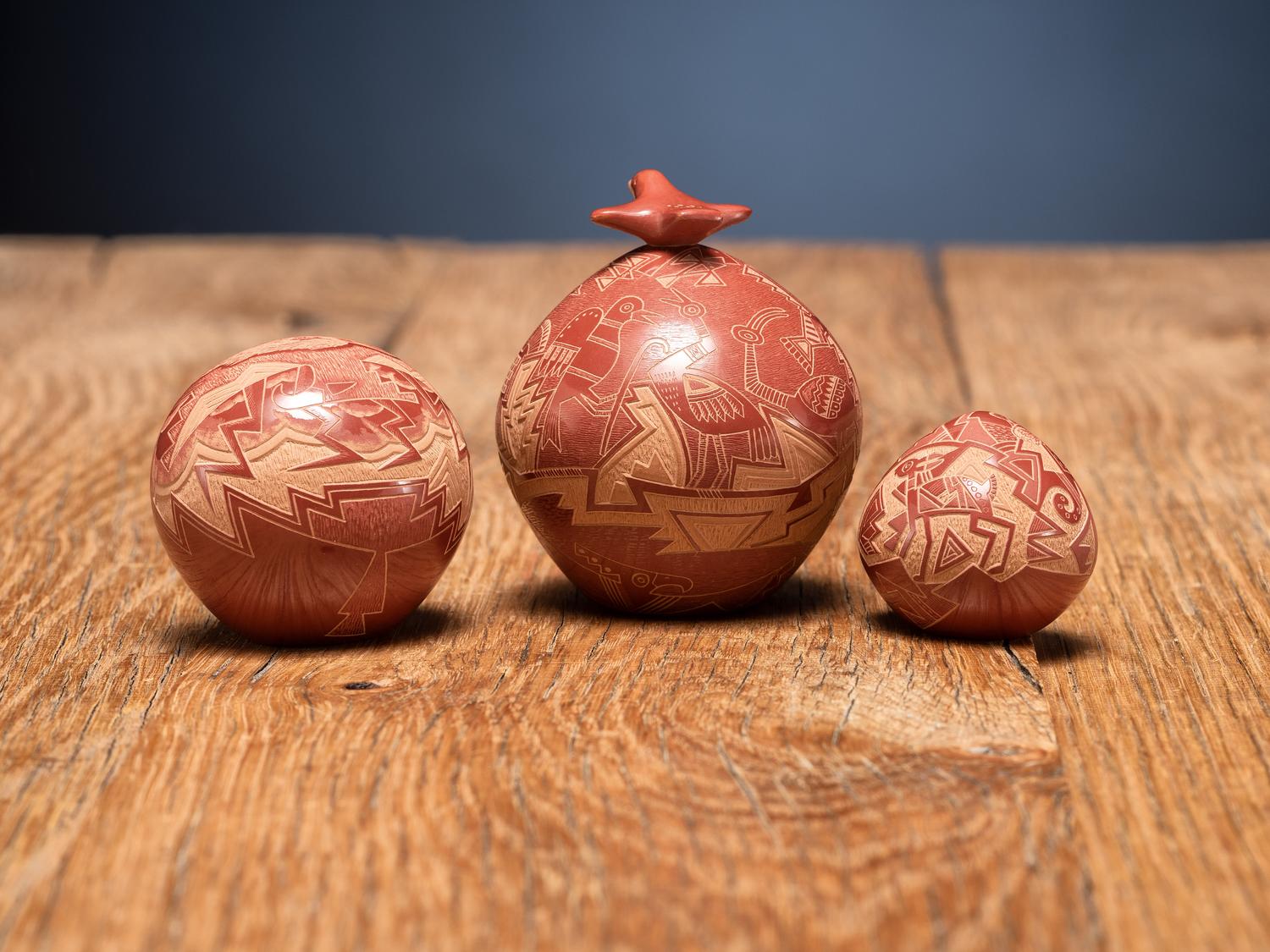 Miniature Sgraffito Redware Pottery