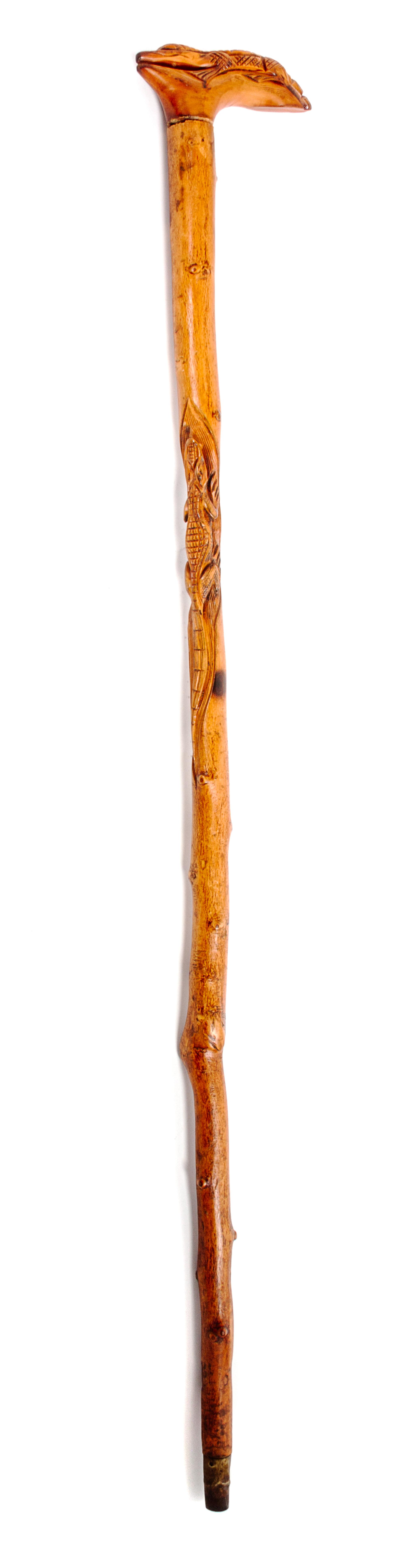 A Carved Wooden Walking Stick Height 34 3/4 inches. — EARLY 20TH CENTURY
