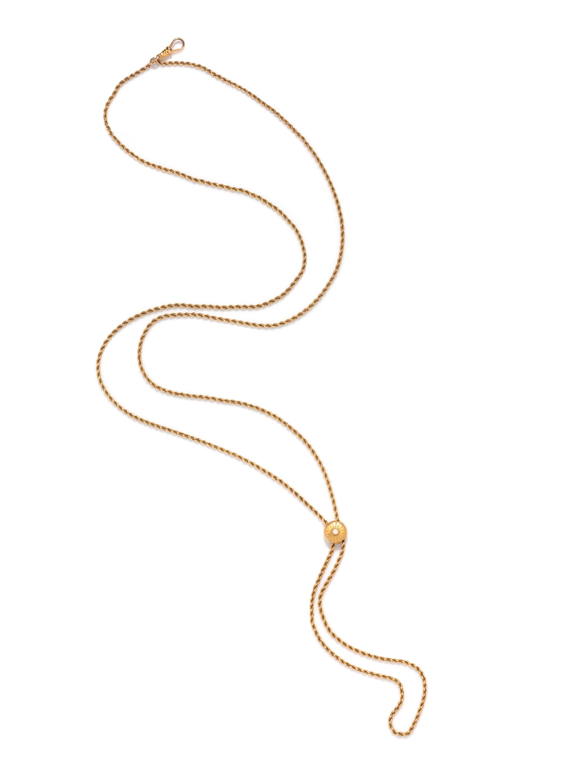 YELLOW GOLD FOB CHAIN NECKLACE
