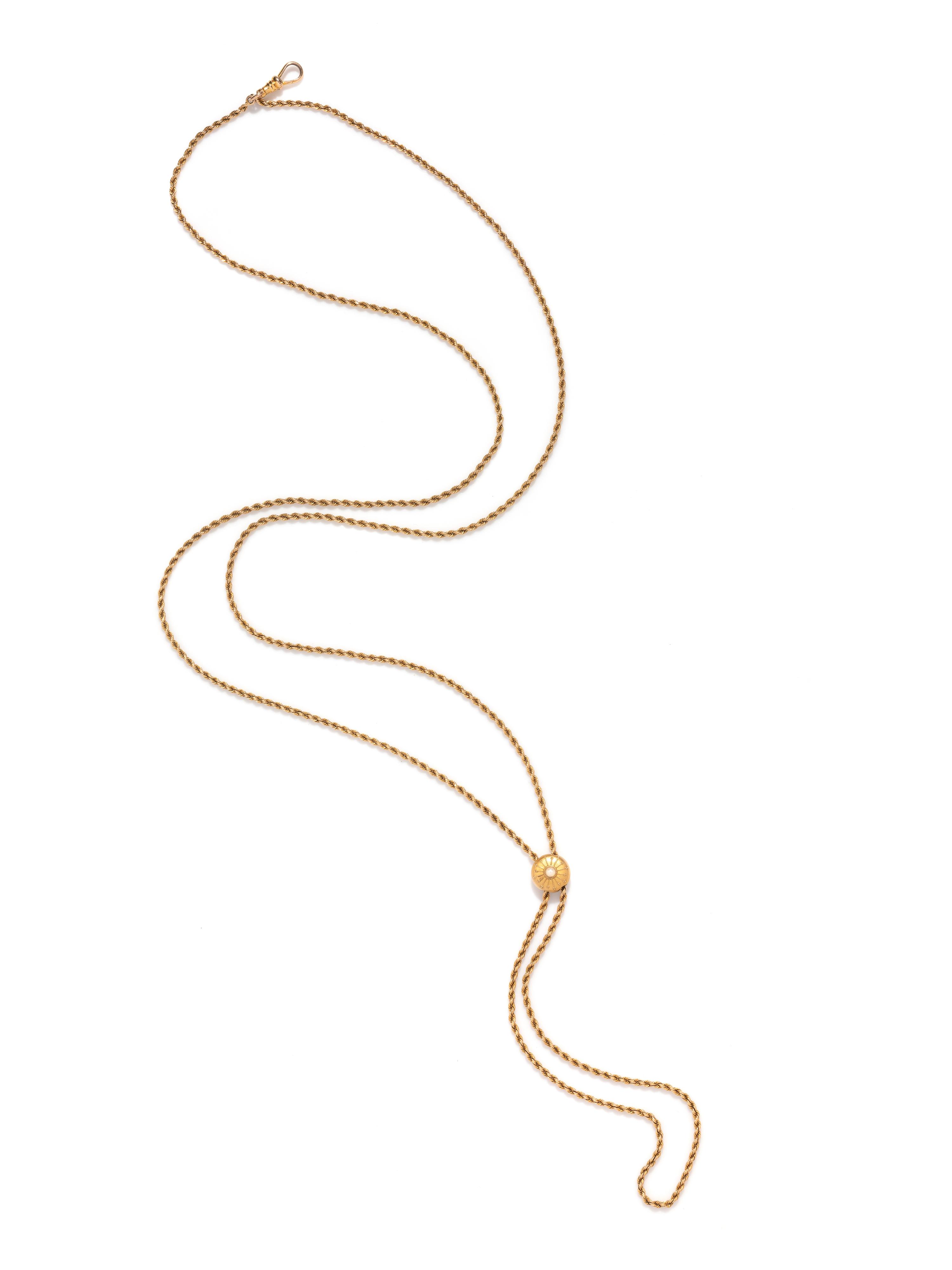 YELLOW GOLD FOB CHAIN NECKLACE