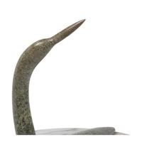 Soapstone Loon Sculpture, on Swivel Marble Base