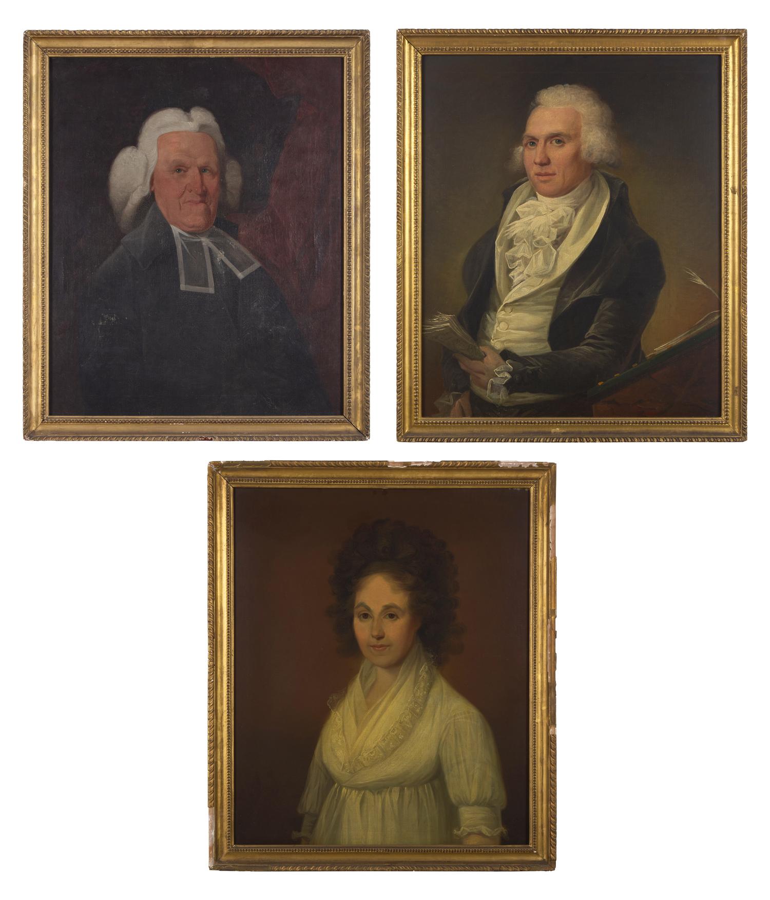 Attributed to Christian Gullager (1759-1826) and John Johnston (1753-1818), Three Family Portraits: Reverend Ebenezer Morse (1718-1802), Dr. Eliakim Morse (1759-1858), and Mary (Eddy) Morse (1767-1860)