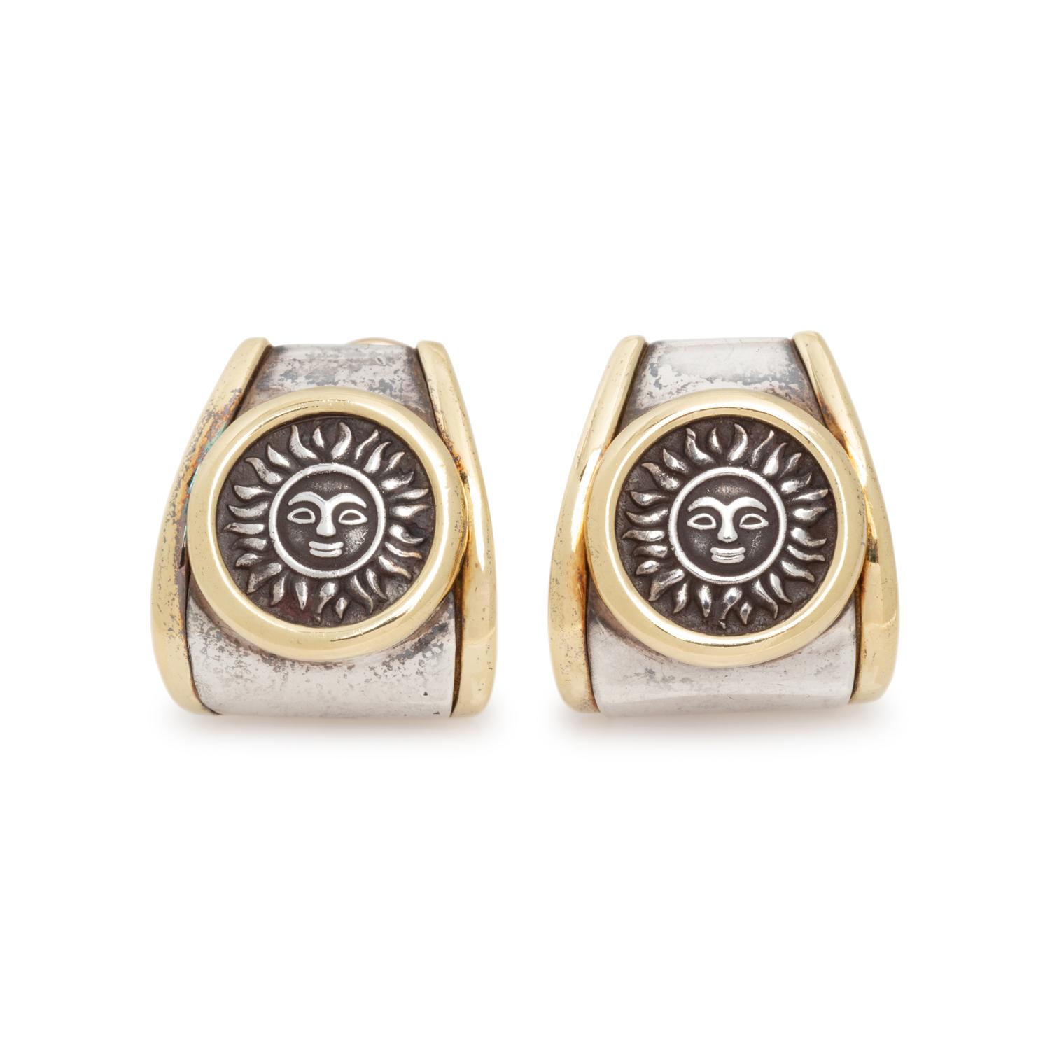 YELLOW GOLD AND SILVER EARCLIPS