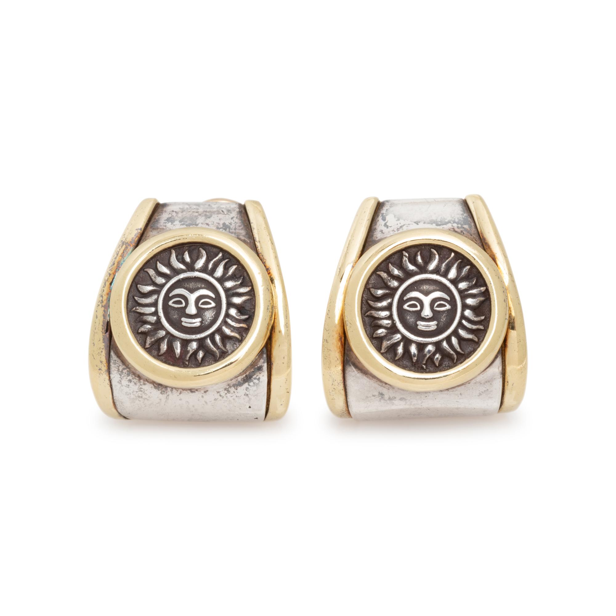 YELLOW GOLD AND SILVER EARCLIPS