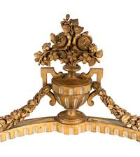 A Louis XVI Style Painted and Parcel Gilt Marble-Top Corner Table