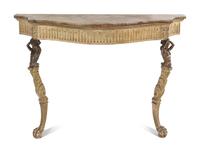 An Italian Cream-Painted and Parcel Gilt Onyx-Top Console Table