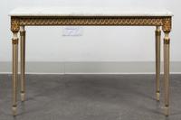 A Louis XVI Style Painted and Parcel Gilt Low Table Height 23 3/8 x width 36 3/8 x depth 14 1/4 inches. — MID-20TH CENTURY