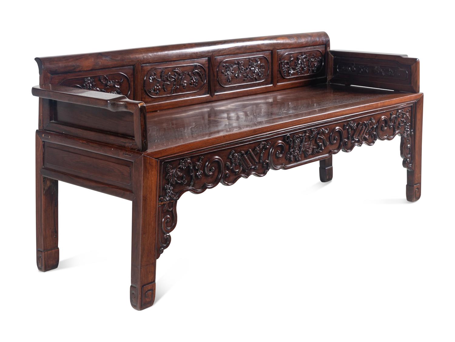 A Chinese Carved Zitan Day Bed, Luohanchuang