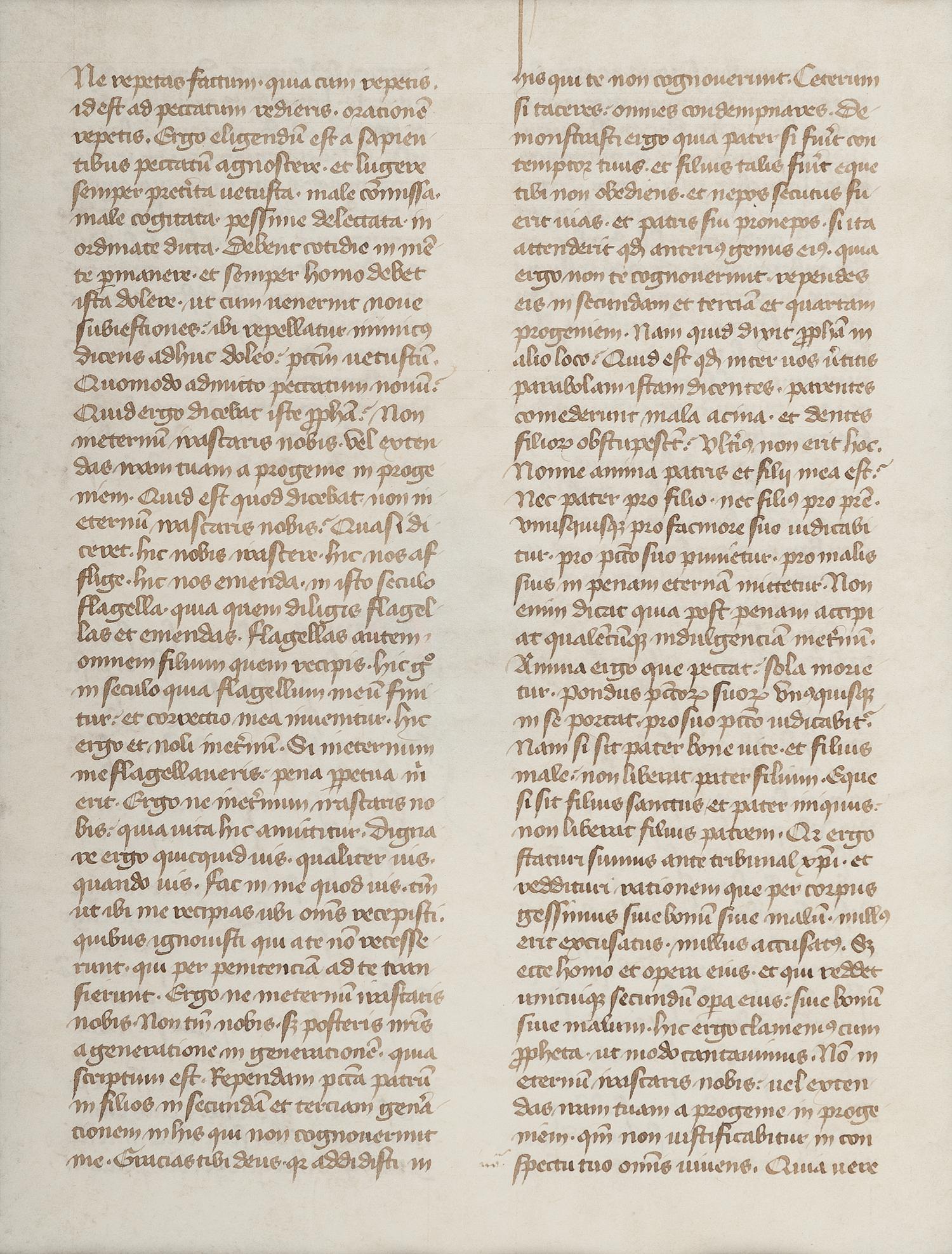 [MANUSCRIPT LEAF -- BIBLE]. One leaf on vellum, in Latin. France, ca 14th century.