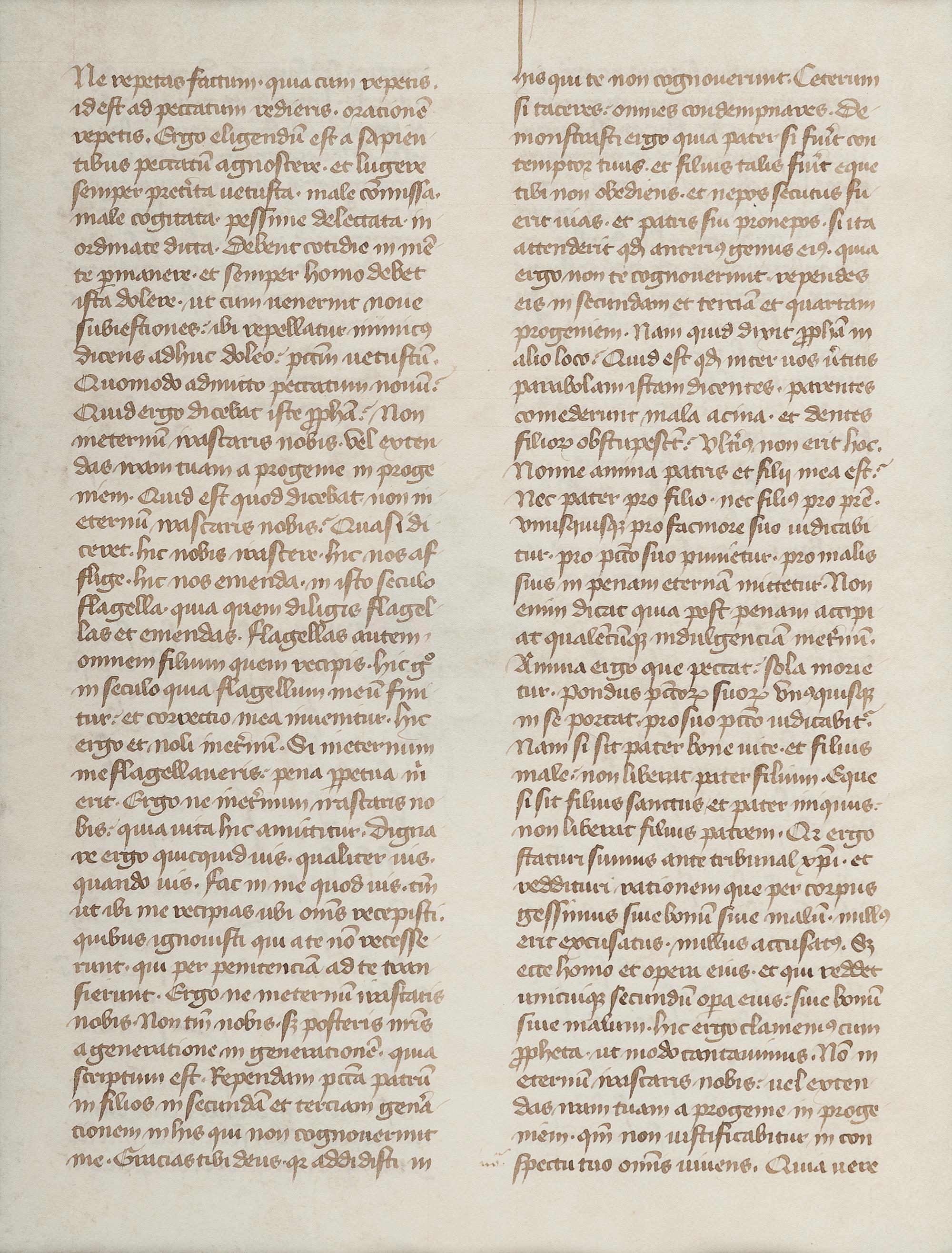 [MANUSCRIPT LEAF -- BIBLE]. One leaf on vellum, in Latin. France, ca 14th century.