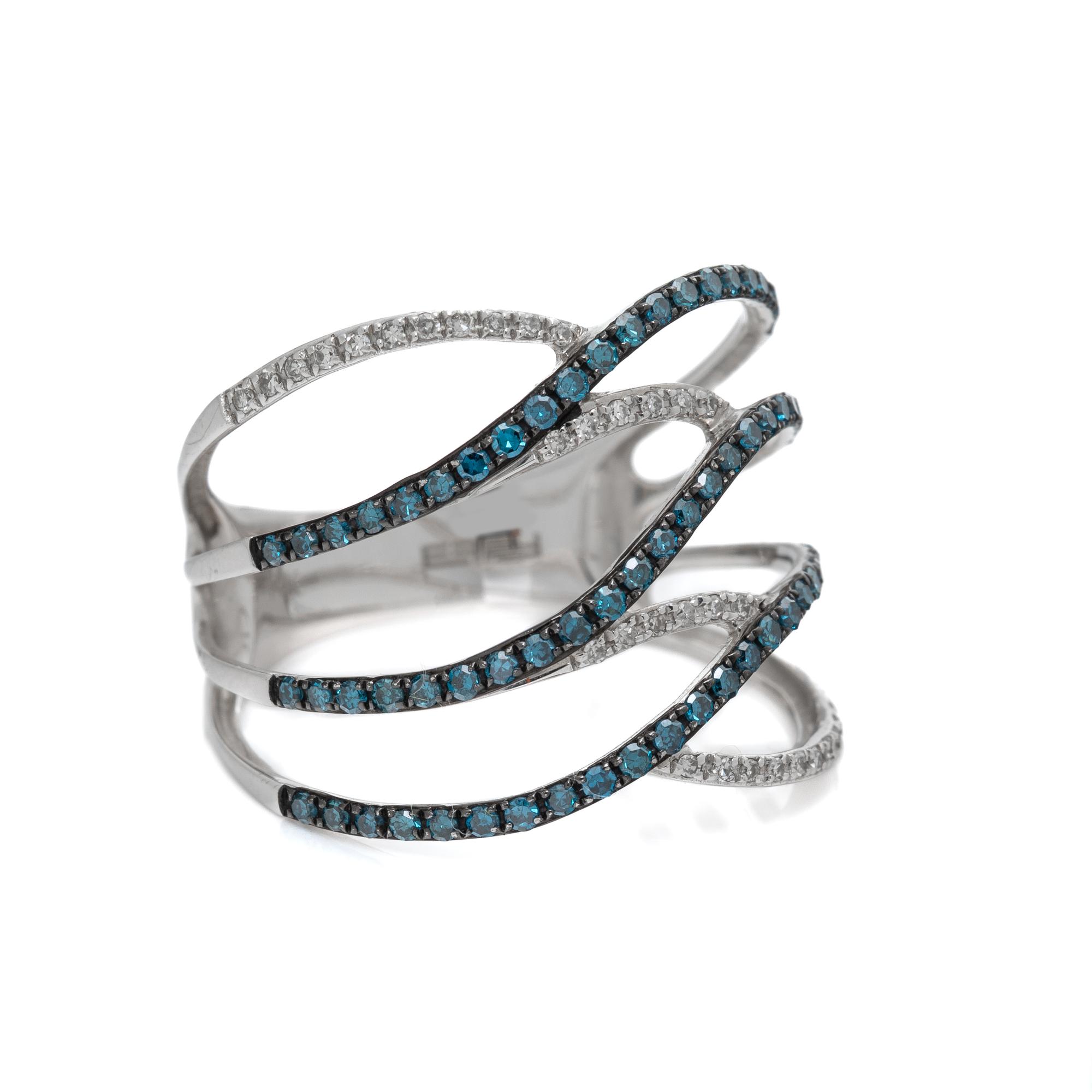 EFFY, DIAMOND, COLORED DIAMOND, AND WHITE GOLD 'BELLA BLEU' RING