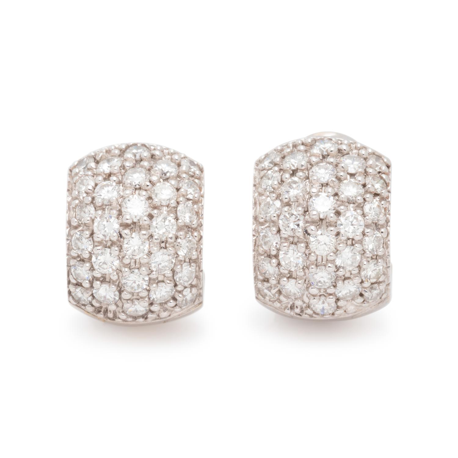 WHITE GOLD AND DIAMOND HUGGIE EARCLIPS
