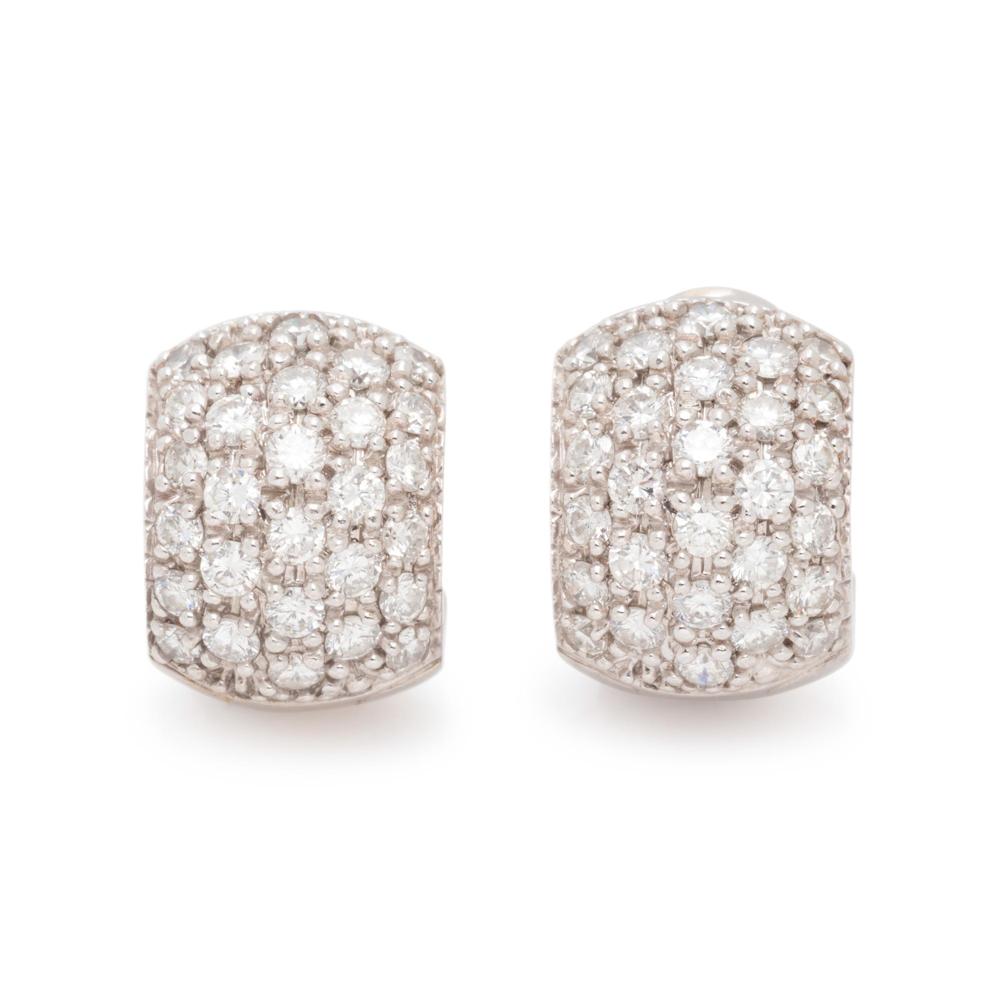 WHITE GOLD AND DIAMOND HUGGIE EARCLIPS