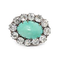 ANTIQUE, TURQUOISE AND DIAMOND BROOCH