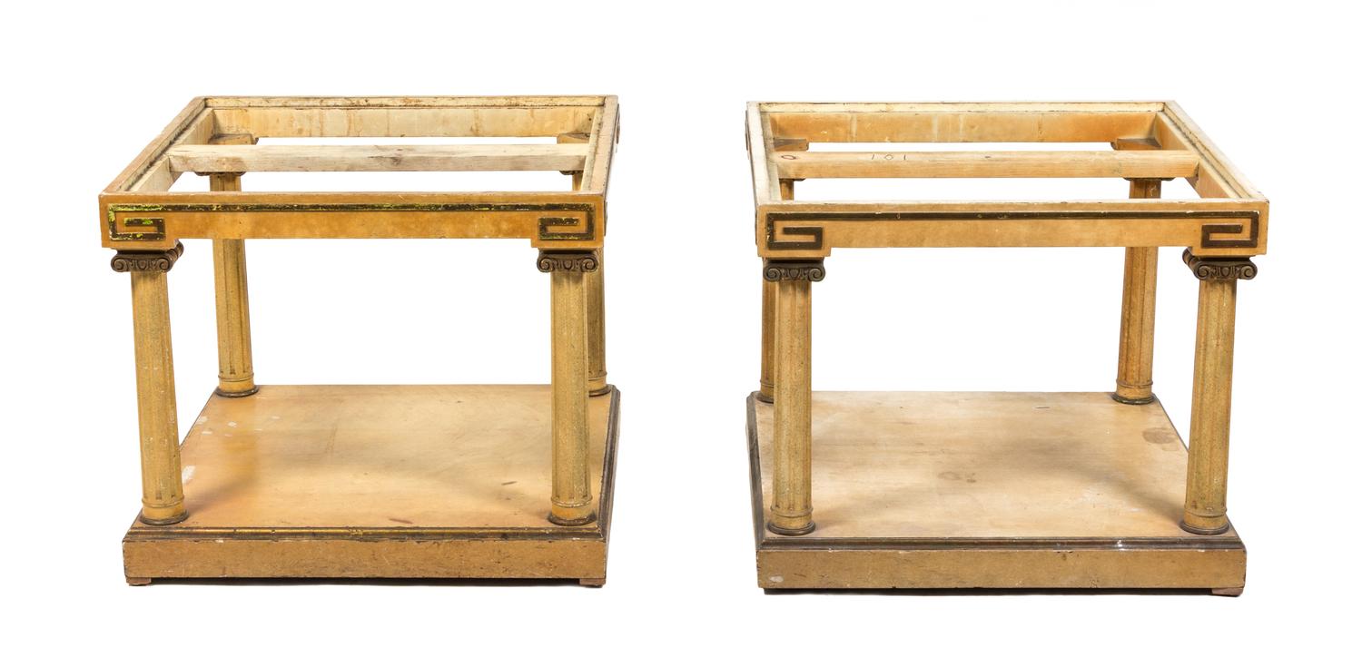 A Pair of Painted Side Tables Height 22 1/4 x width 27 x depth 27 inches. — LATE 20TH CENTURY