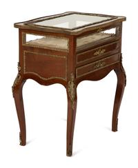 A Louis XV Style Gilt Bronze Mounted Mahogany Vitrine Table
