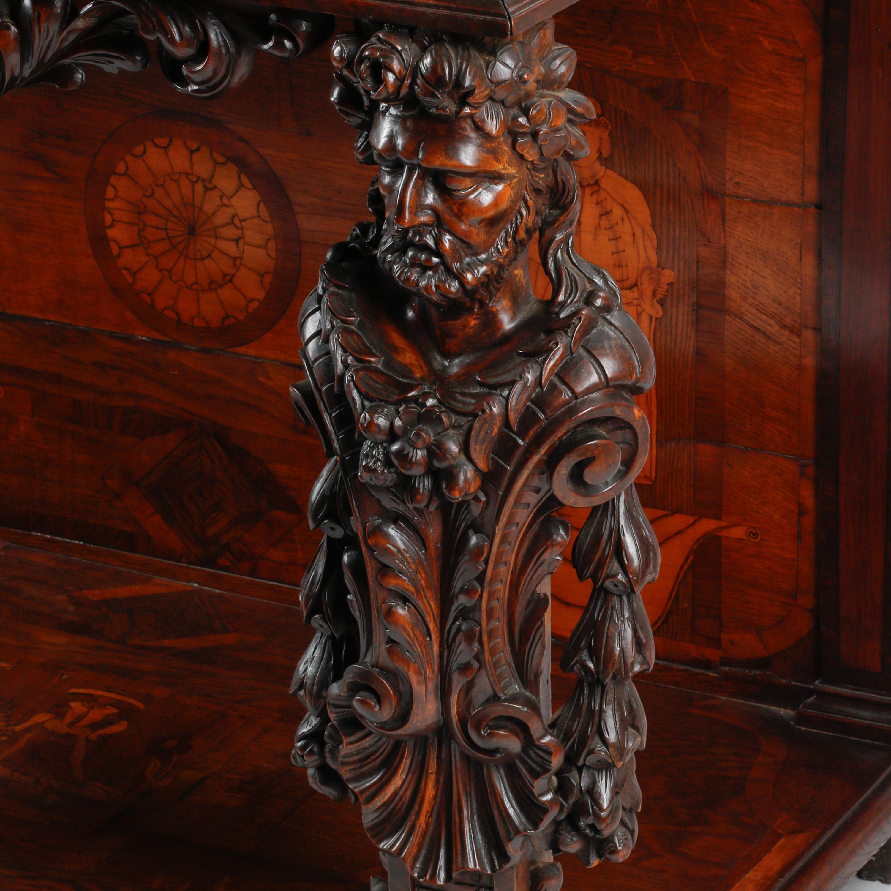 A Flemish Baroque Walnut and Marquetry Bureau Cabinet