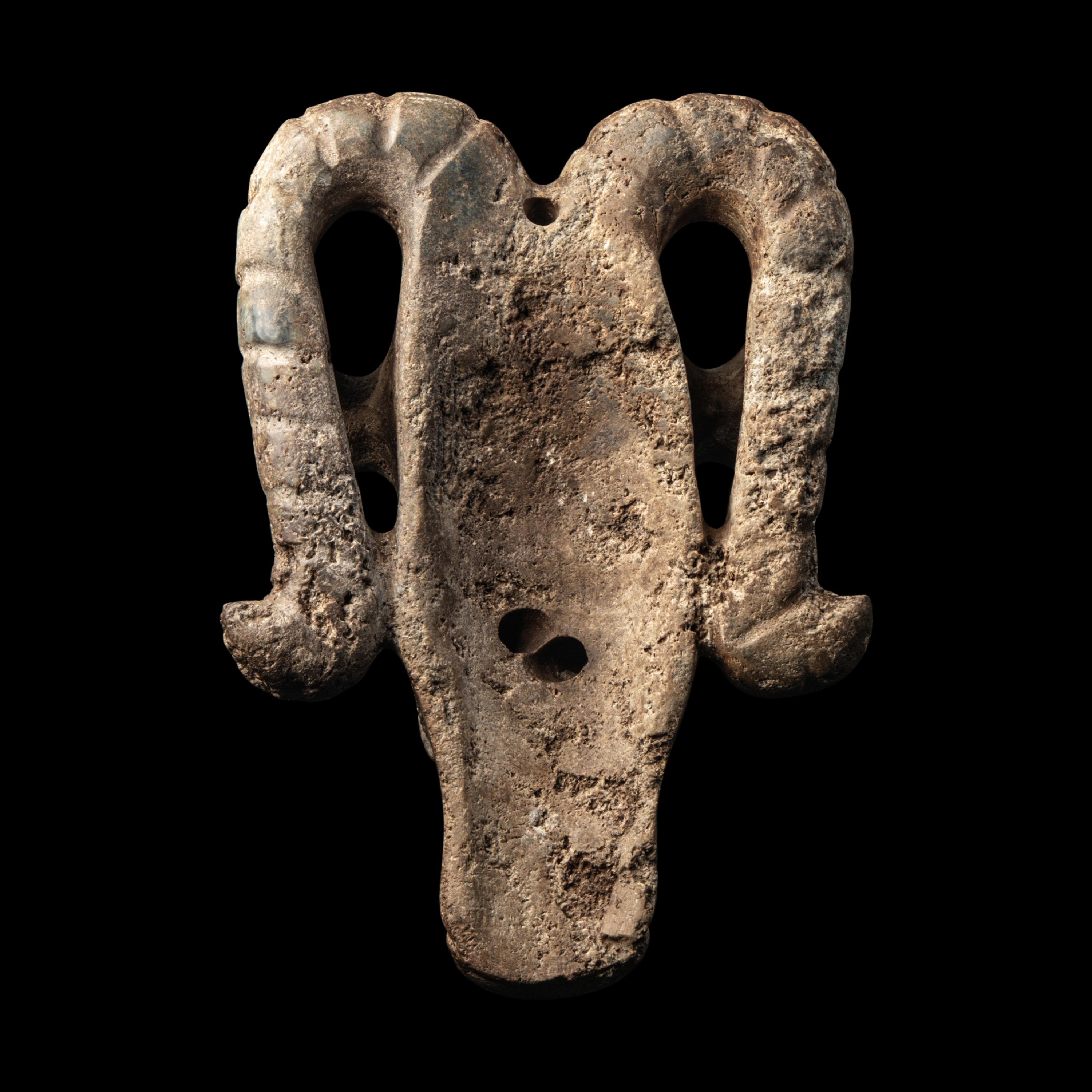 A Western Asiatic Jadeite or Serpentine Ram’s Skull