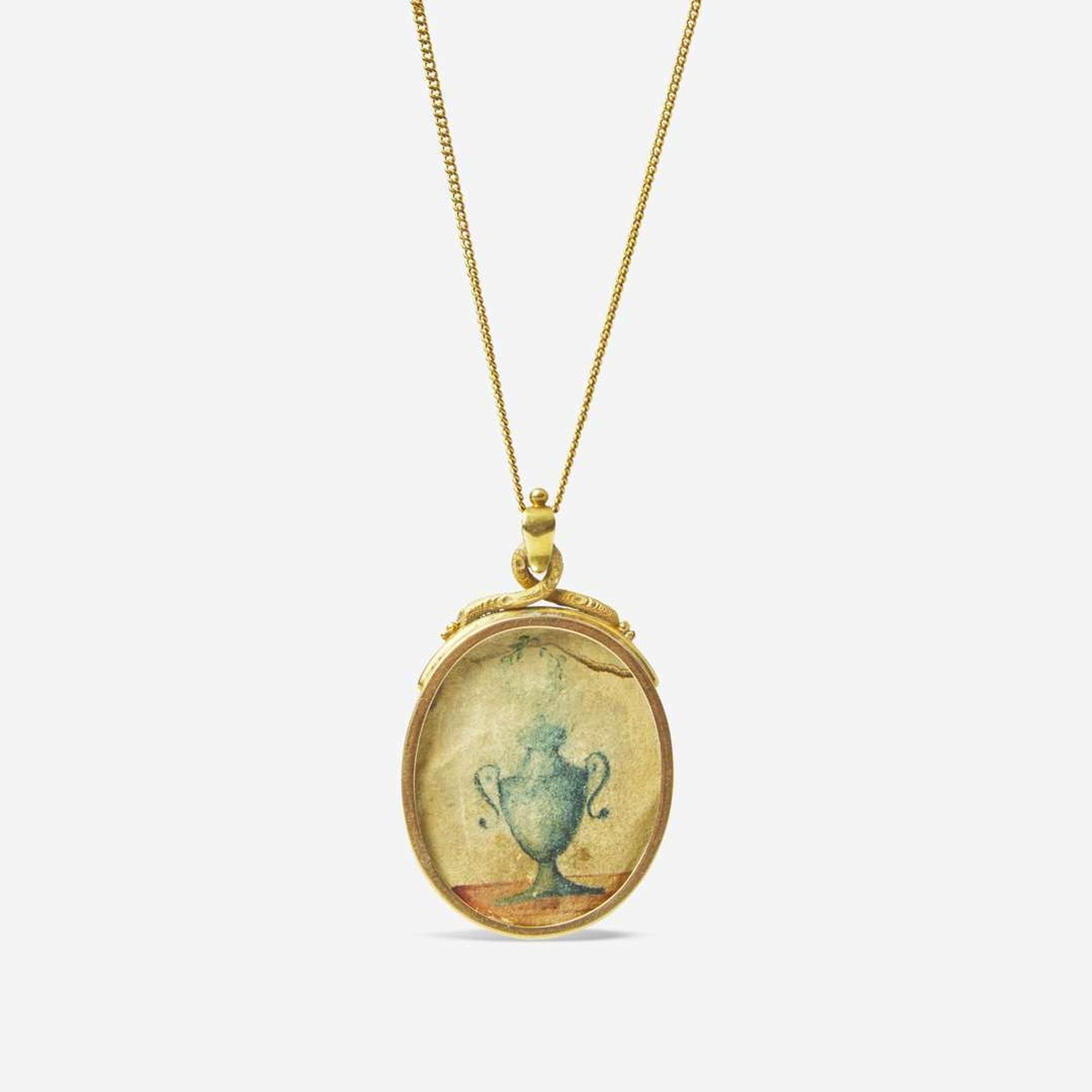 A memorial pendant necklace with engraved portrait of George Washington 19th century