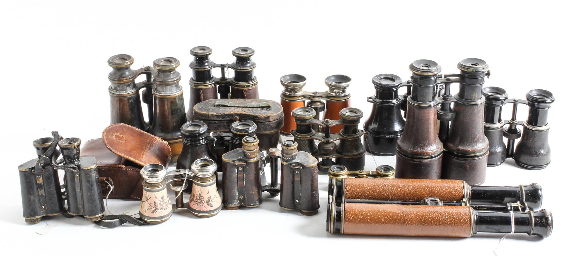 A Collection of Field Binoculars Length of longest 10 1/2 inches. — 19TH CENTURY AND LATER