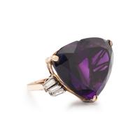 AMETHYST, DIAMOND, AND YELLOW GOLD RING