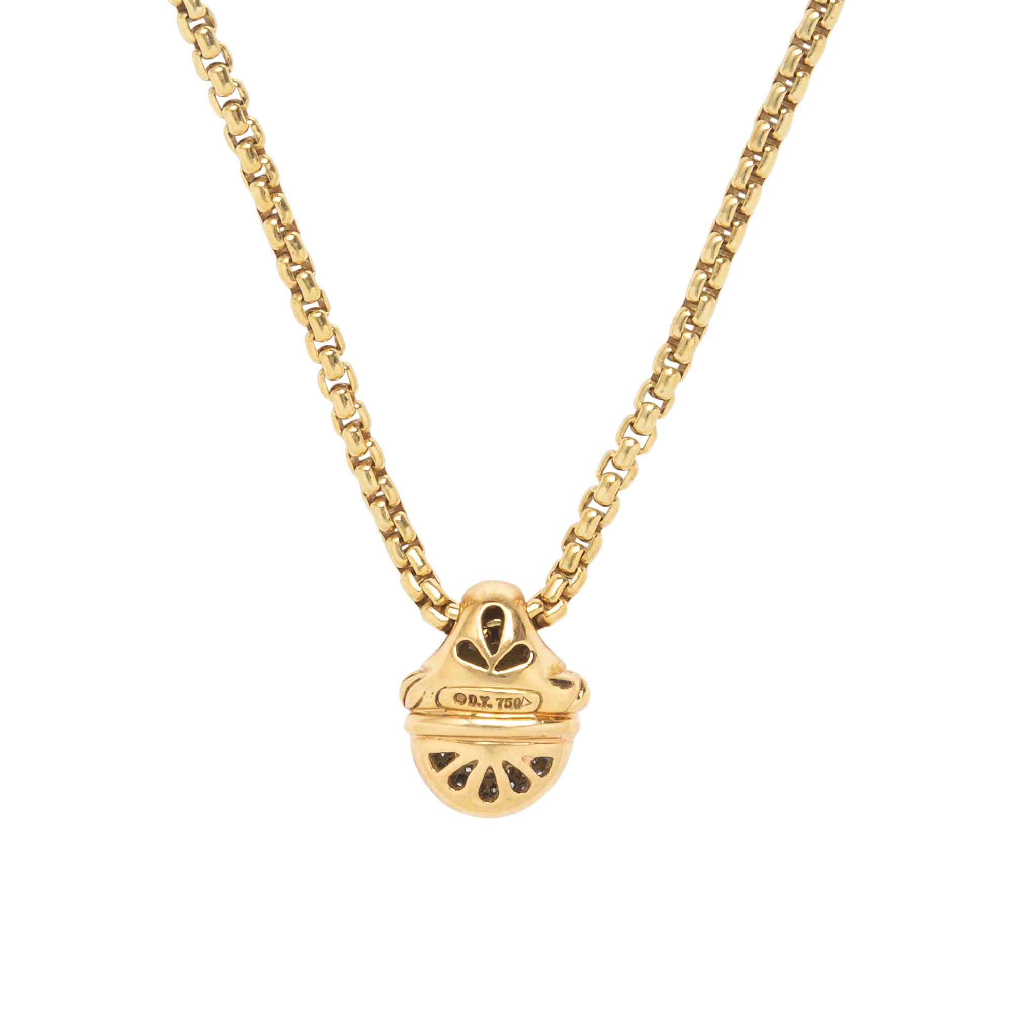 David Yurman, Yellow Gold Chain with Peridot and Diamond Pendants