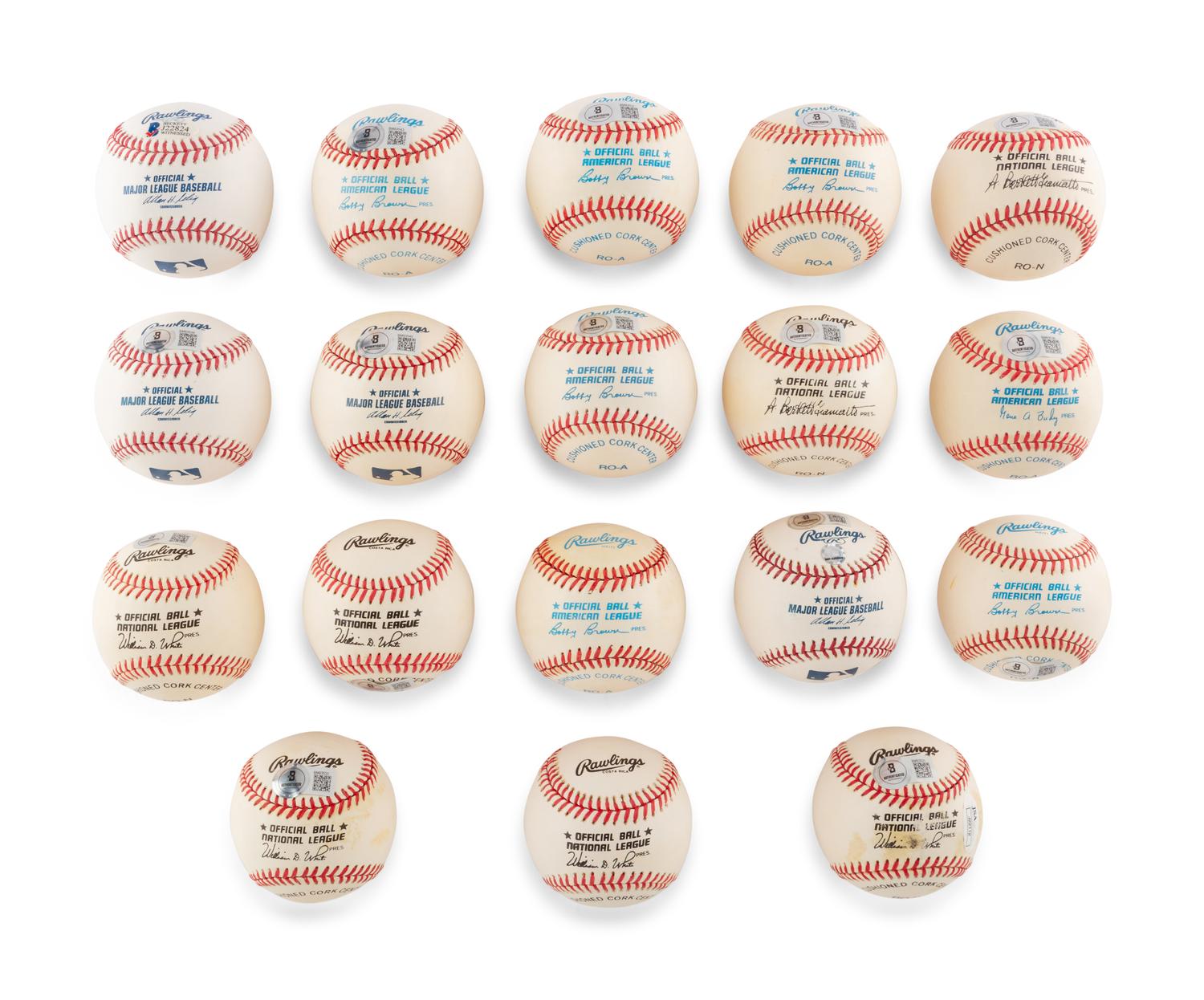 A Group of 18 500 Home Run Club Signed Autograph Baseballs (Beckett Authentication Services),