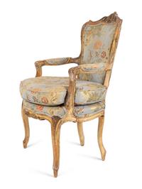 A Louis XV Style Carved and Painted Fauteuil — EARLY 19TH CENTURY
