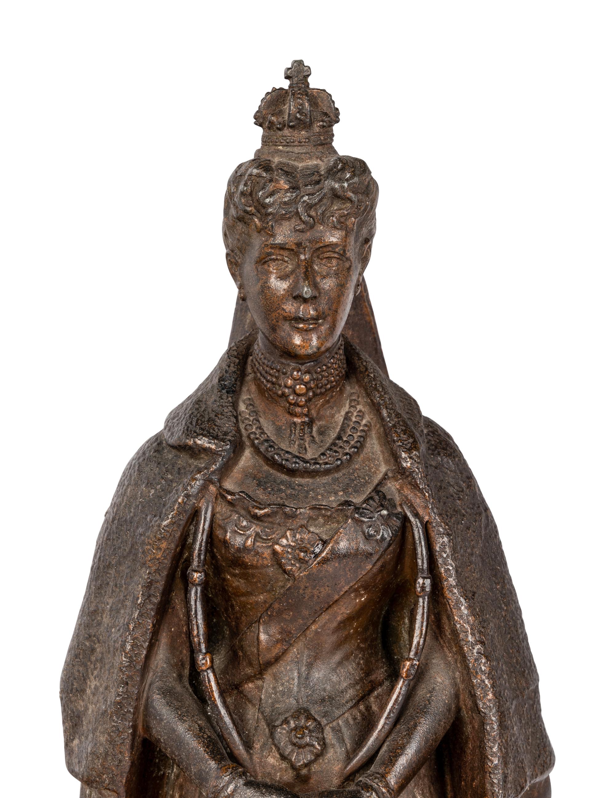 A Pair of Edwardian Cast Metal Commemorative Models of Edward VII and Queen Alexandra