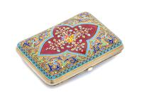 A Russian Silver-Gilt and Guilloche Enamel Cigarette Case, Mark of Grachev with Imperial warrant, St. Petersburg, the lid having a tran