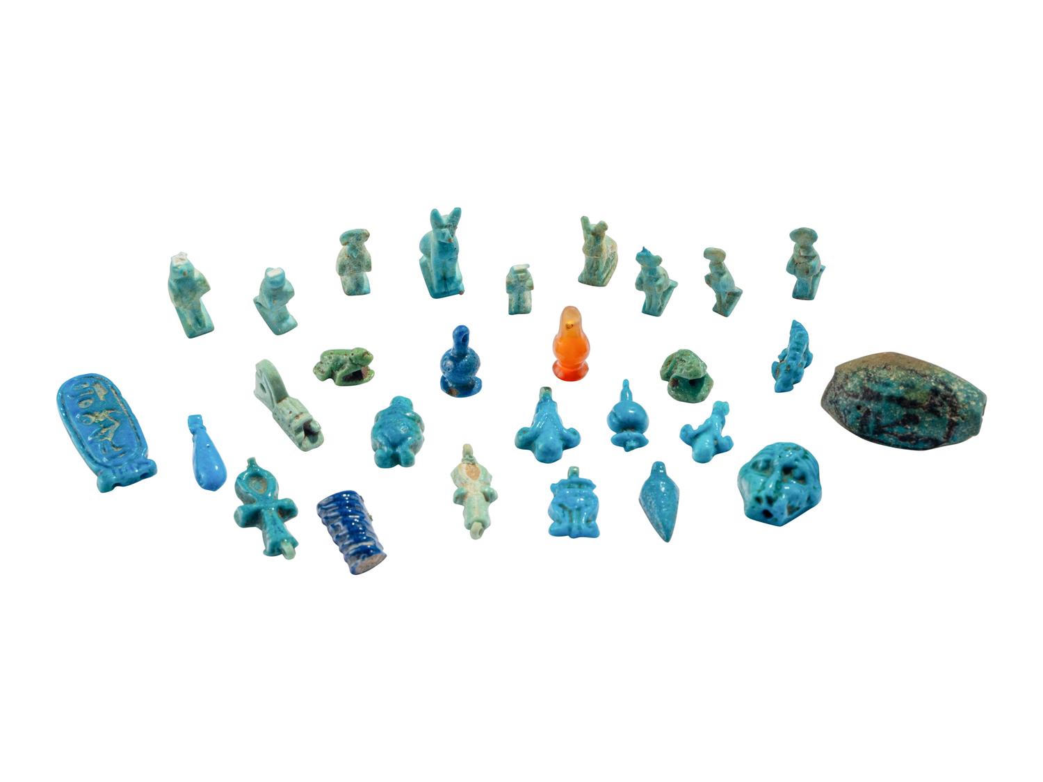 29 Egyptian Faience and Stone Amulets