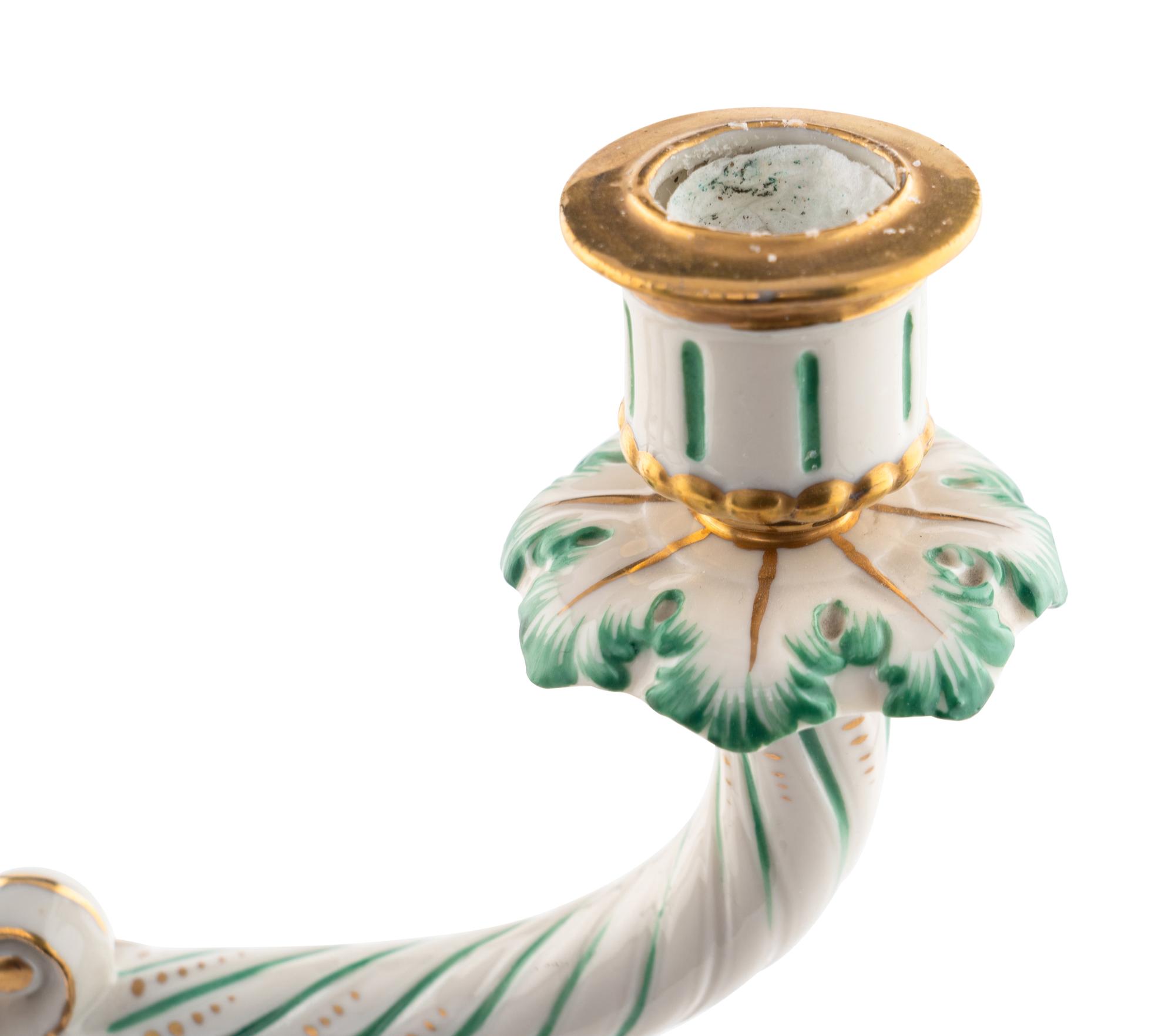 A Pair of Capodimonte Porcelain Figural Two-Light Candelabra