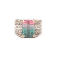 WATERMELON TOURMALINE AND DIAMOND RING