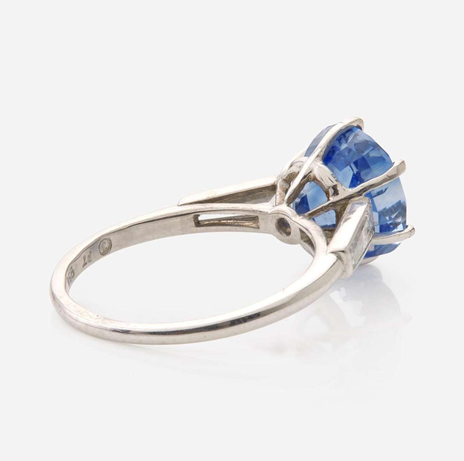 A Platinum, Sapphire, and Diamond Ring 5.25 Carat No-Heat Ceylon Sapphire, AGL Certified