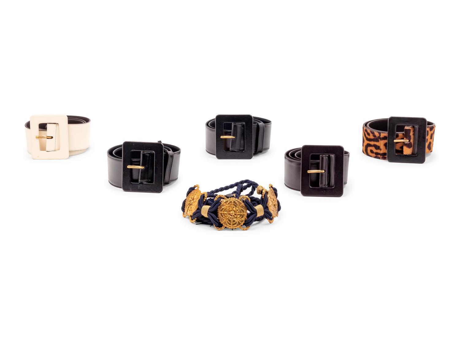 Six Yves Saint Laurent Belts: One Cord and Five Leather