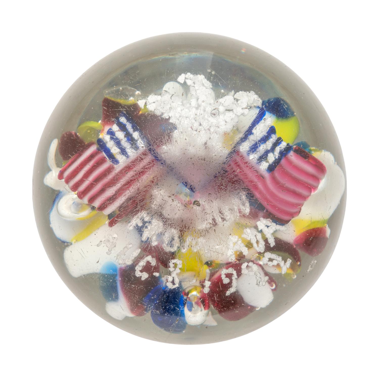Two Large American Commemorative Glass Paperweights