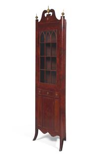 A Federal Style Inlaid Mahogany Corner Cupboard