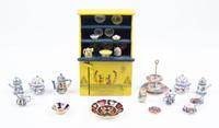 A Collection of Porcelain Table Articles Height of display cabinet 3 1/8 inches. — Various Makers