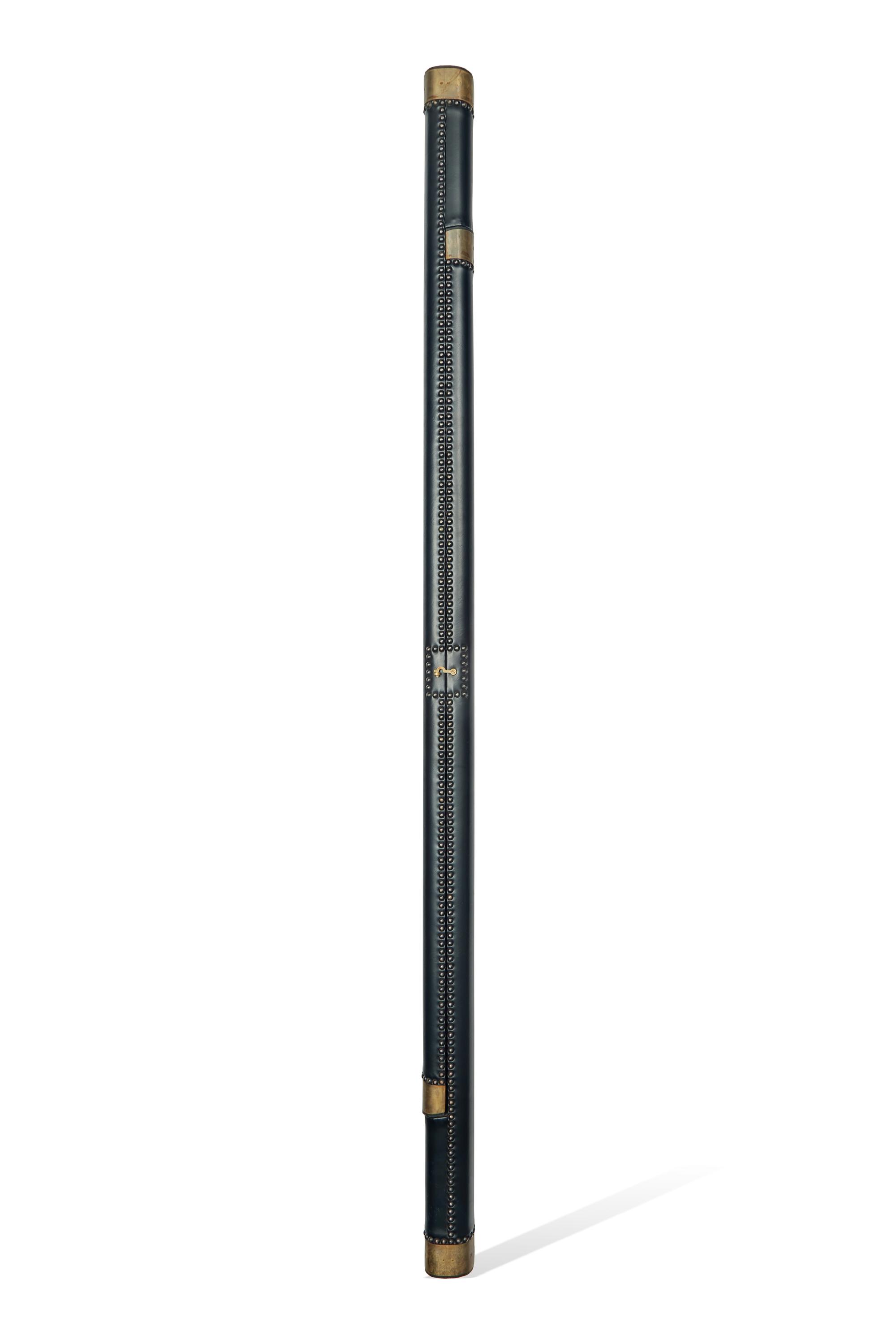 A Regency Style Leather Upholstered Folding Library Ladder