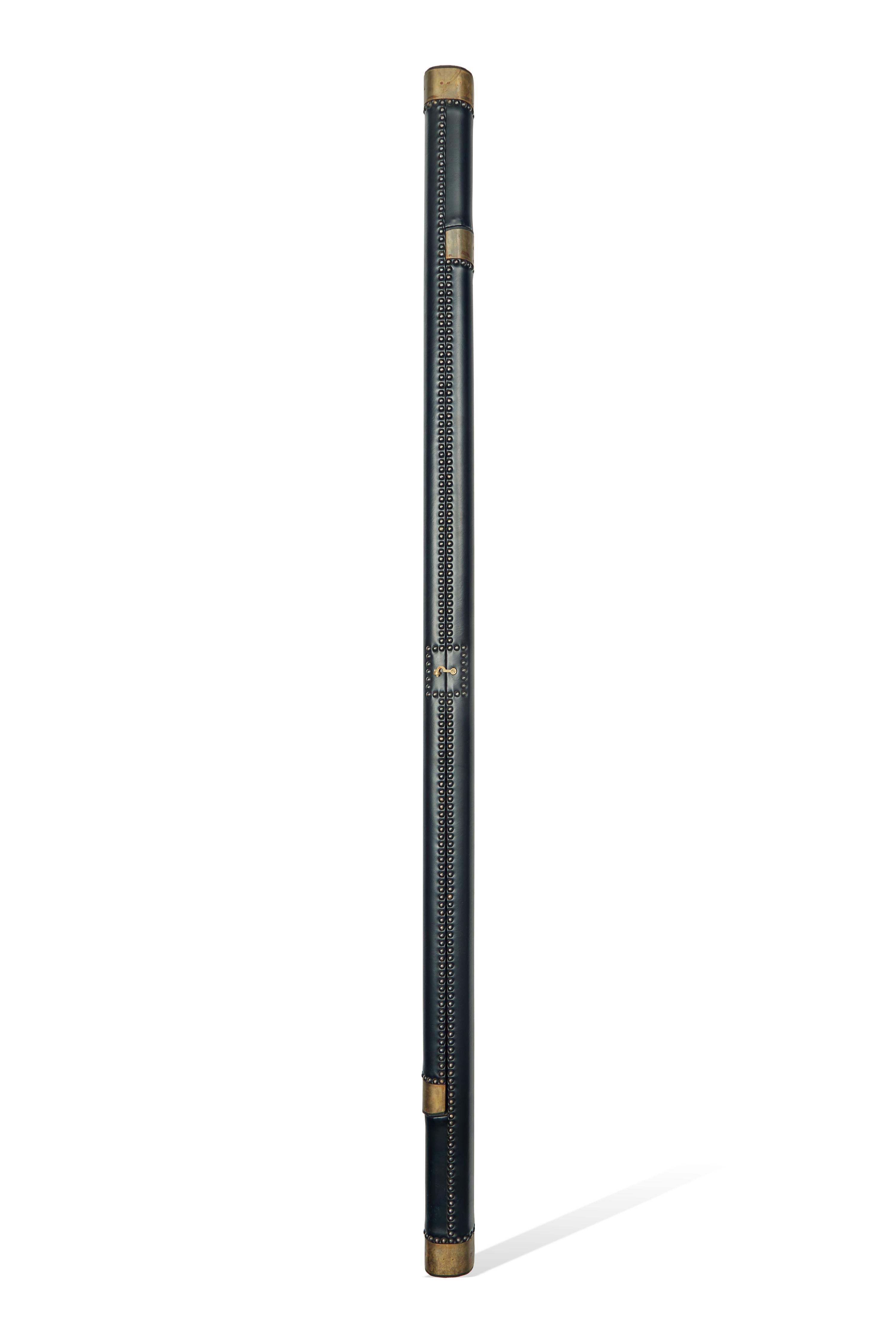 A Regency Style Leather Upholstered Folding Library Ladder
