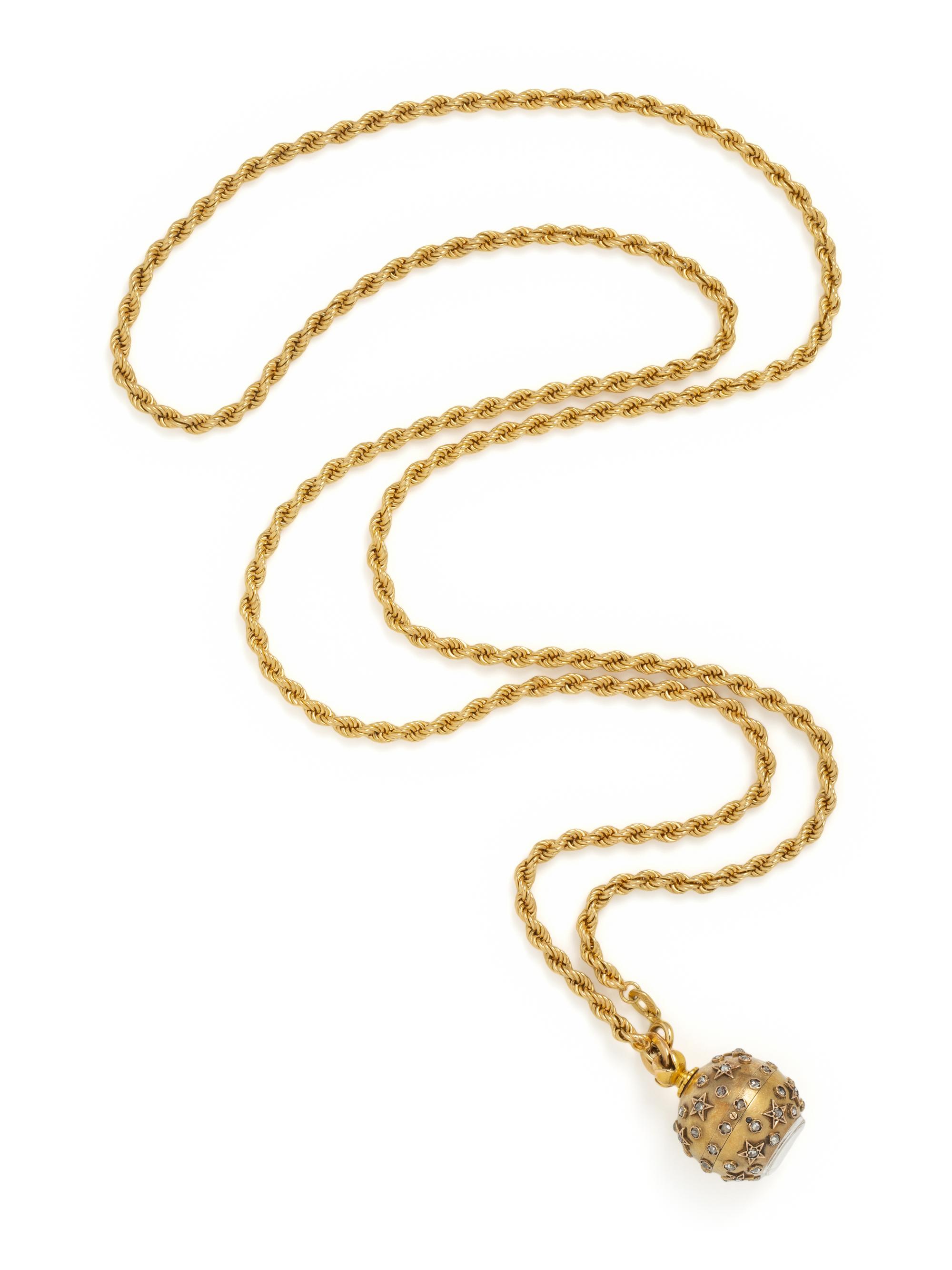 GOLD AND DIAMOND WATCH PENDANT NECKLACE
