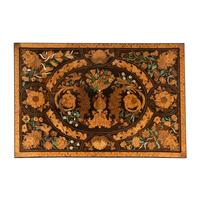 A Part-Ebonized Fruitwood Marquetry Console Table