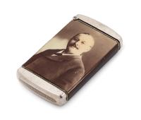 An American Celluloid and Mixed Metal Advertisement Match Safe Height 2 5/8 inches. — LATE 19TH/EARLY 20TH CENTURY