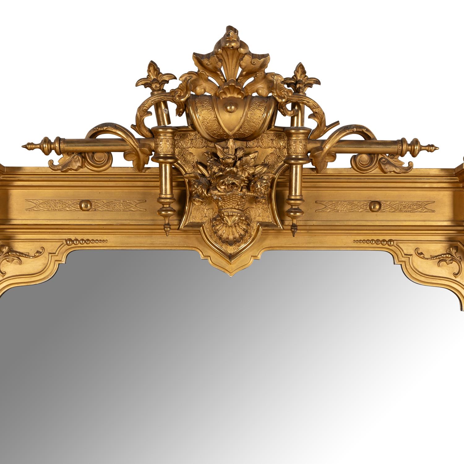 A Napoleon III Giltwood Overmantel Mirror