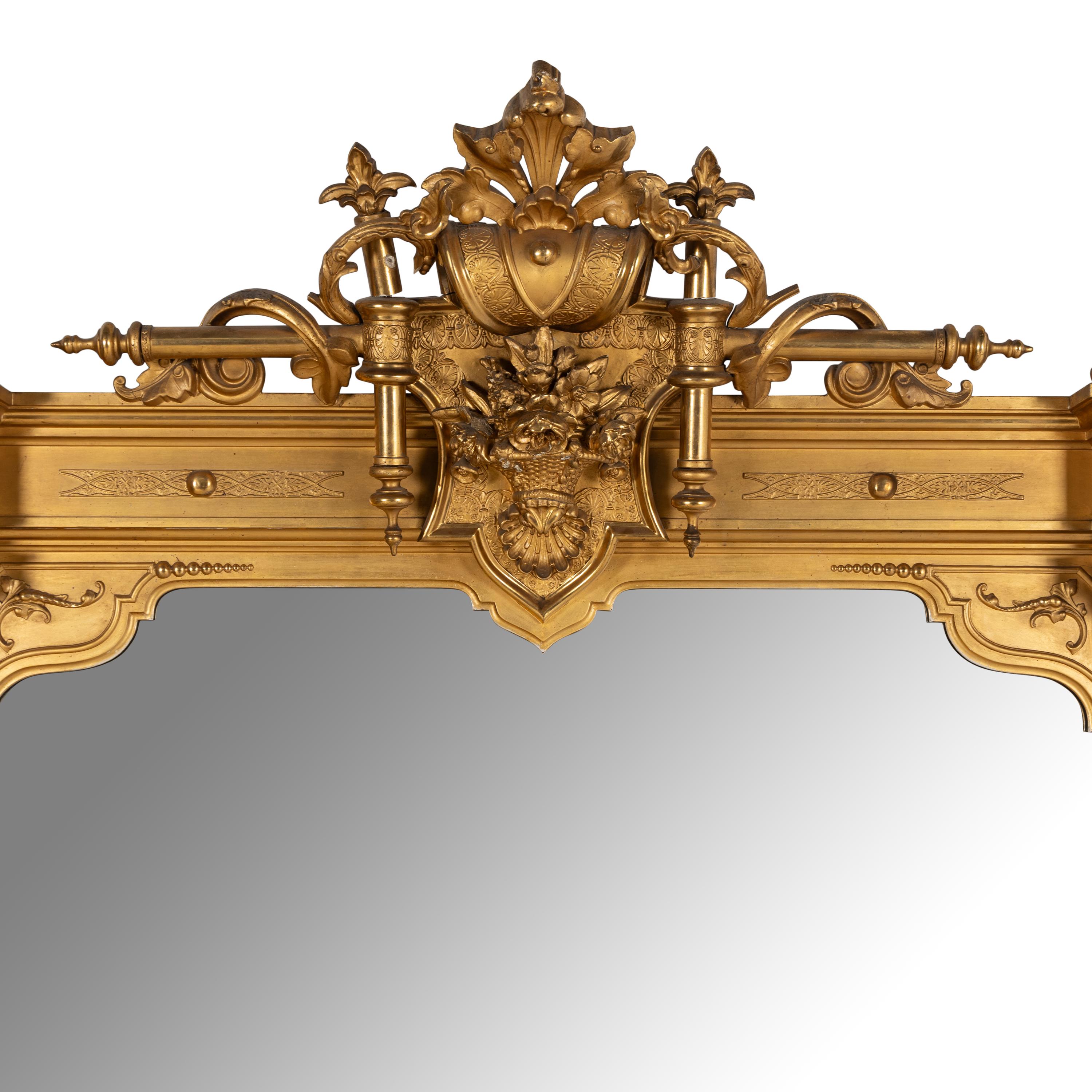 A Napoleon III Giltwood Overmantel Mirror