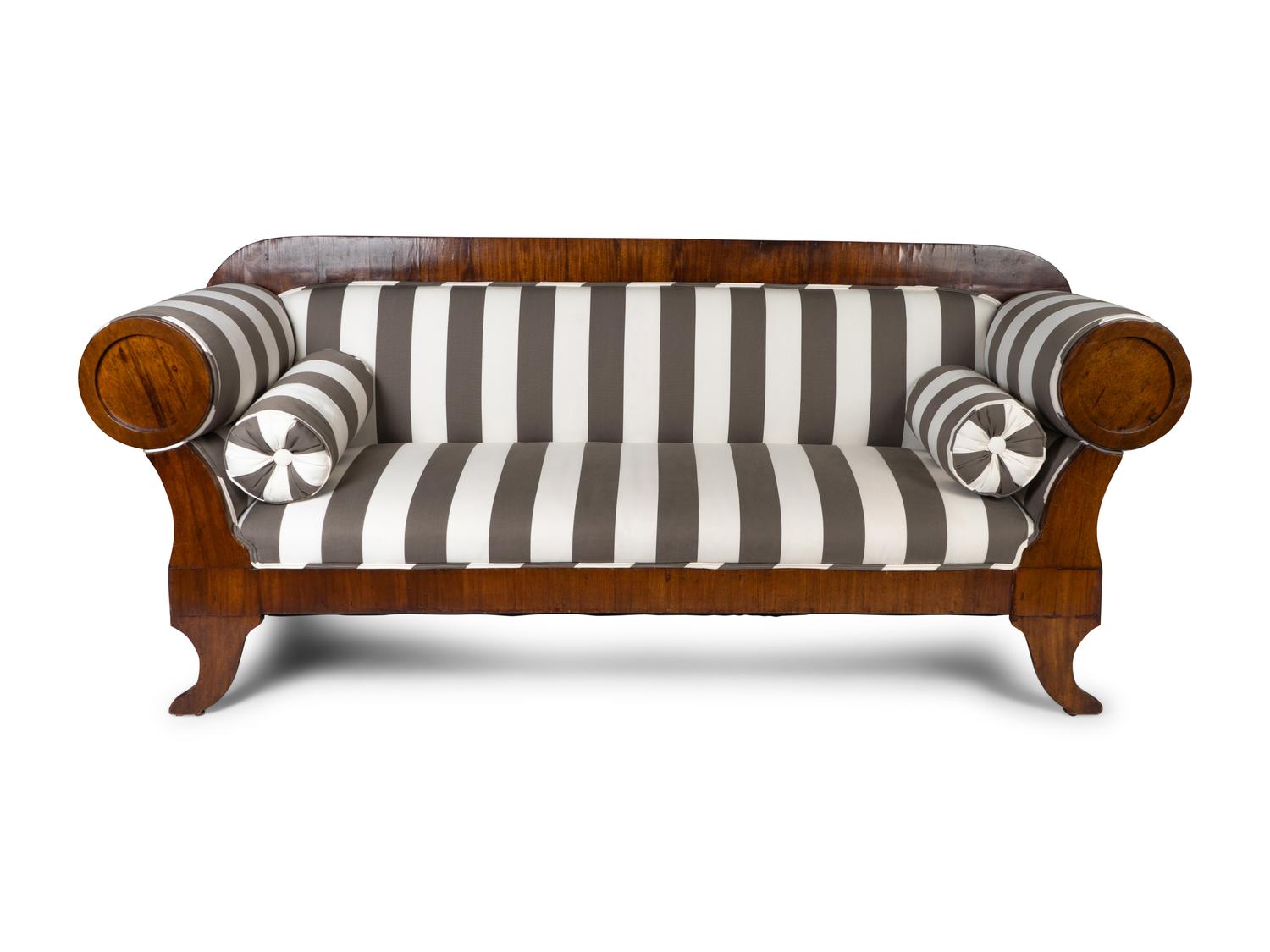 A Biedermeier Style Walnut Sofa — 20TH CENTURY
