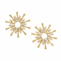 Carol Kauffmann, Yellow Gold and Diamond Sunburst Earrings